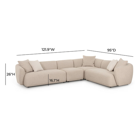 Sylvie Cream Boucle 4-Piece Sectional Model: TOV-L69098-SEC2