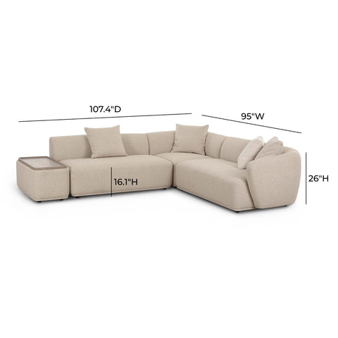 Sylvie Cream Boucle 4-Piece Left Chaise Sectional Model: TOV-L69099-LAF