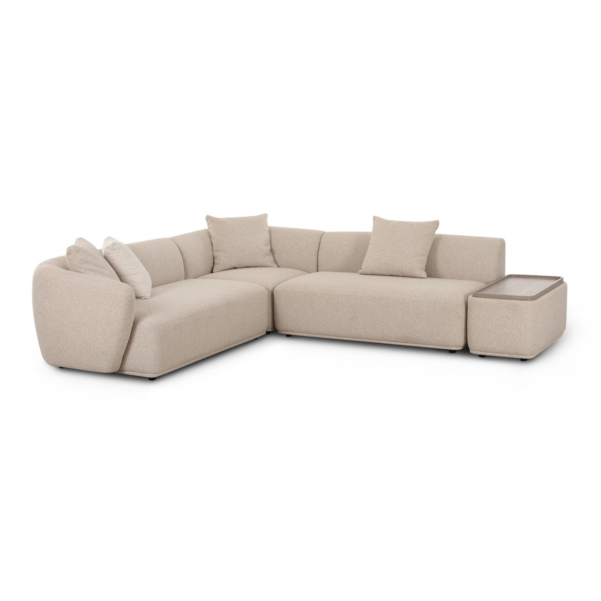 Sylvie Cream Boucle 4-Piece Right Chaise Sectional Model: TOV-L69099-RAF
