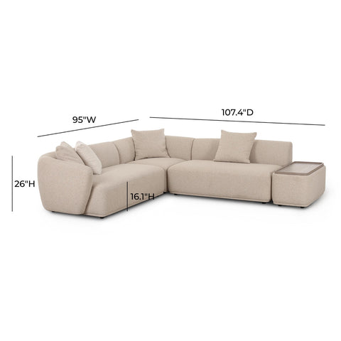 Sylvie Cream Boucle 4-Piece Right Chaise Sectional Model: TOV-L69099-RAF