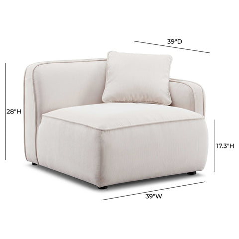 Travie White Sand Performance Corduroy Velvet RAF Corner Chair Model: TOV-L69168