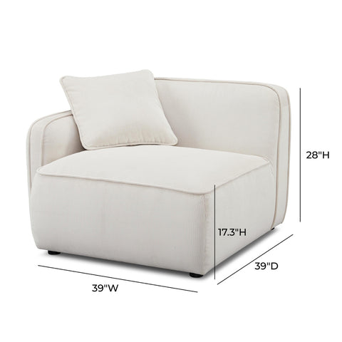 Travie White Sand Performance Corduroy Velvet LAF Corner Chair Model: TOV-L69169