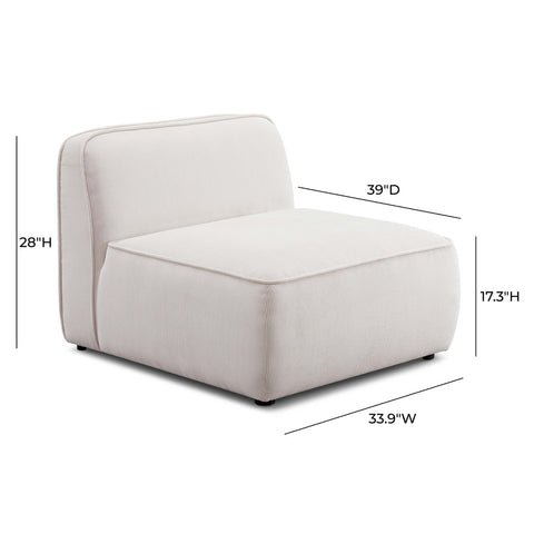 Travie White Sand Performance Corduroy Velvet Armless Chair Model: TOV-L69170