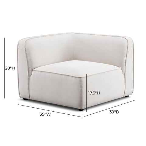 Travie White Sand Performance Corduroy Velvet Corner Chair Model: TOV-L69171