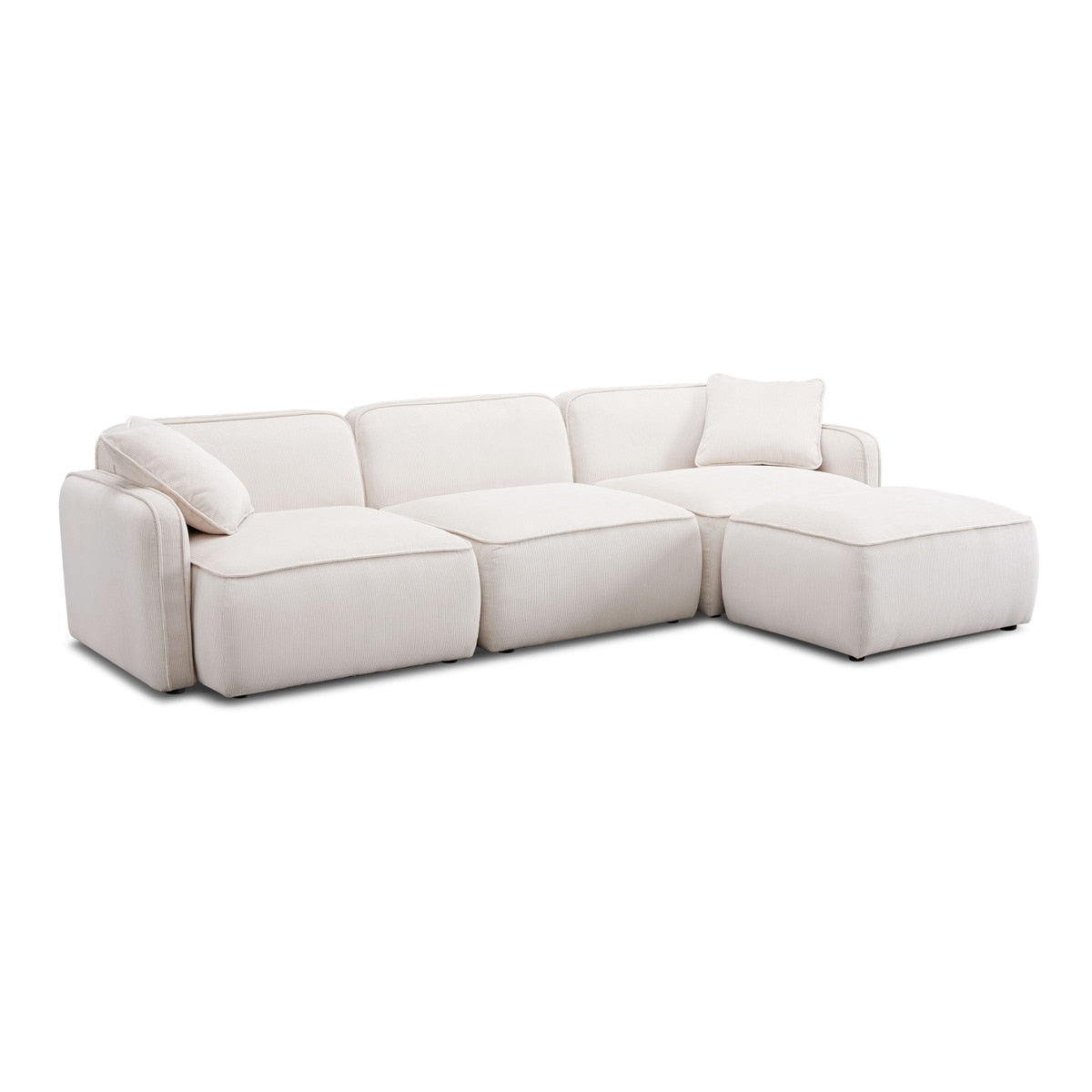 Travie White Sand Performance Corduroy Velvet 4-Piece Modular Sectional Model: TOV-L69173