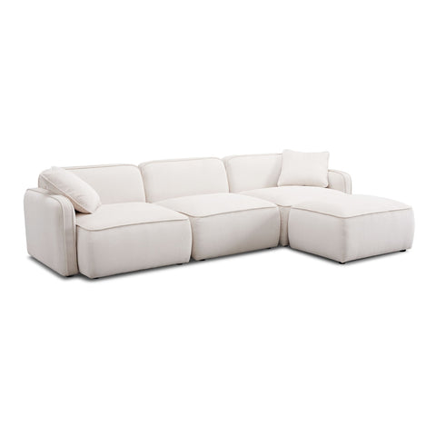 Travie White Sand Performance Corduroy Velvet 4-Piece Modular Sectional Model: TOV-L69173