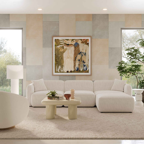 Travie White Sand Performance Corduroy Velvet 4-Piece Modular Sectional Model: TOV-L69173