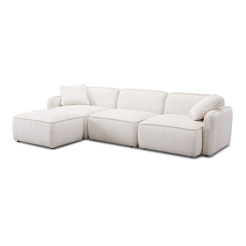 Travie White Sand Performance Corduroy Velvet 4-Piece Modular Sectional Model: TOV-L69173