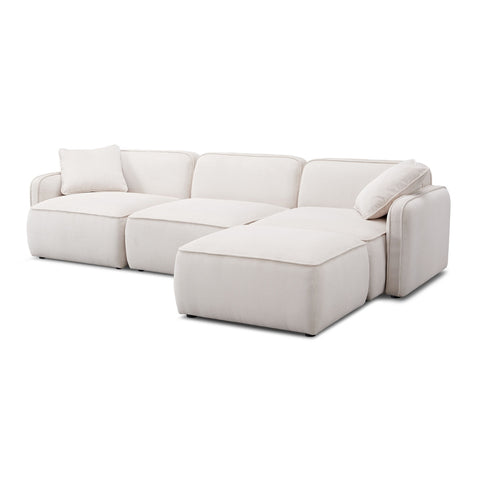 Travie White Sand Performance Corduroy Velvet 4-Piece Modular Sectional Model: TOV-L69173