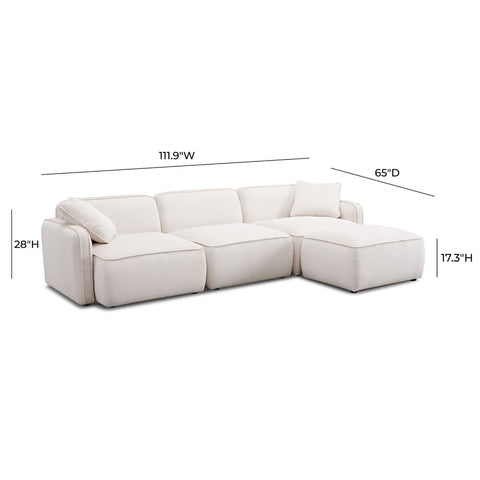 Travie White Sand Performance Corduroy Velvet 4-Piece Modular Sectional Model: TOV-L69173