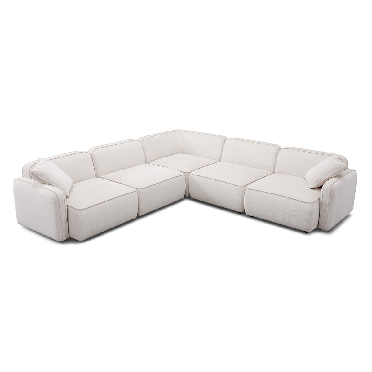 Travie White Sand Performance Corduroy Velvet Modular L-Sectional Model: TOV-L69174
