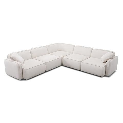 Travie White Sand Performance Corduroy Velvet Modular L-Sectional Model: TOV-L69174