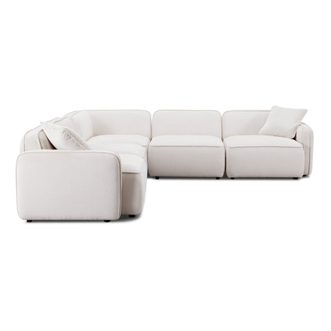 Travie White Sand Performance Corduroy Velvet Modular L-Sectional Model: TOV-L69174