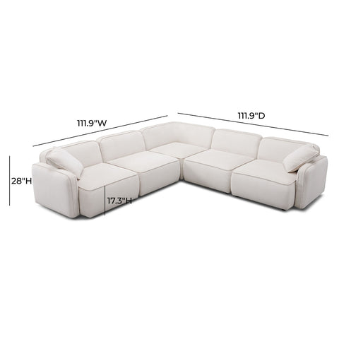 Travie White Sand Performance Corduroy Velvet Modular L-Sectional Model: TOV-L69174
