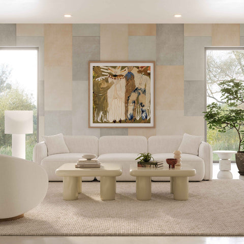 Travie White Sand Performance Corduroy Velvet Modular Sofa Model: TOV-L69176