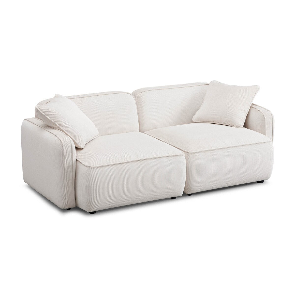 Travie White Sand Performance Corduroy Velvet Modular Loveseat Model: TOV-L69177