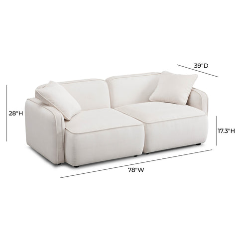 Travie White Sand Performance Corduroy Velvet Modular Loveseat Model: TOV-L69177