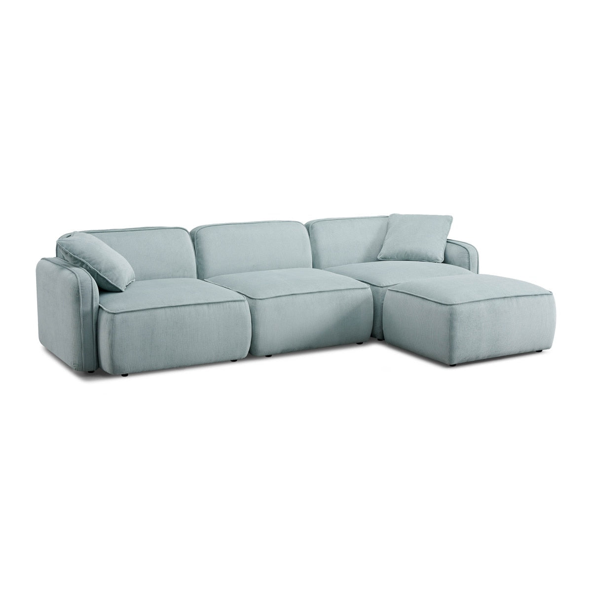 Travie Light Green Performance Corduroy Velvet 4-Piece Modular Sectional Model: TOV-L69183
