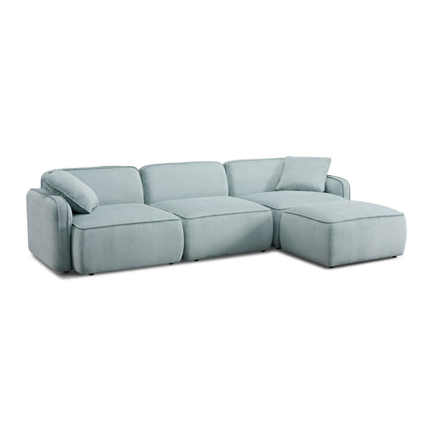 Travie Light Green Performance Corduroy Velvet 4-Piece Modular Sectional Model: TOV-L69183