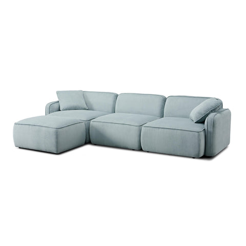 Travie Light Green Performance Corduroy Velvet 4-Piece Modular Sectional Model: TOV-L69183