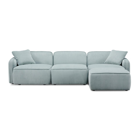 Travie Light Green Performance Corduroy Velvet 4-Piece Modular Sectional Model: TOV-L69183