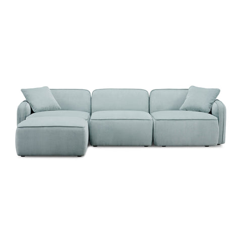 Travie Light Green Performance Corduroy Velvet 4-Piece Modular Sectional Model: TOV-L69183