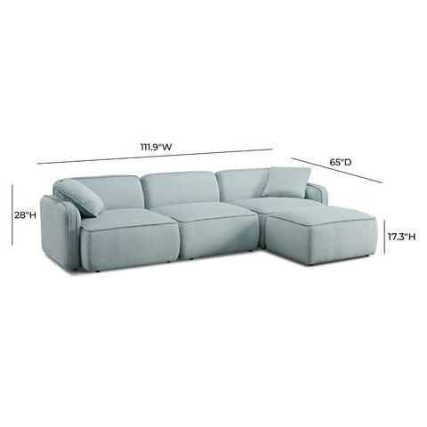 Travie Light Green Performance Corduroy Velvet 4-Piece Modular Sectional Model: TOV-L69183