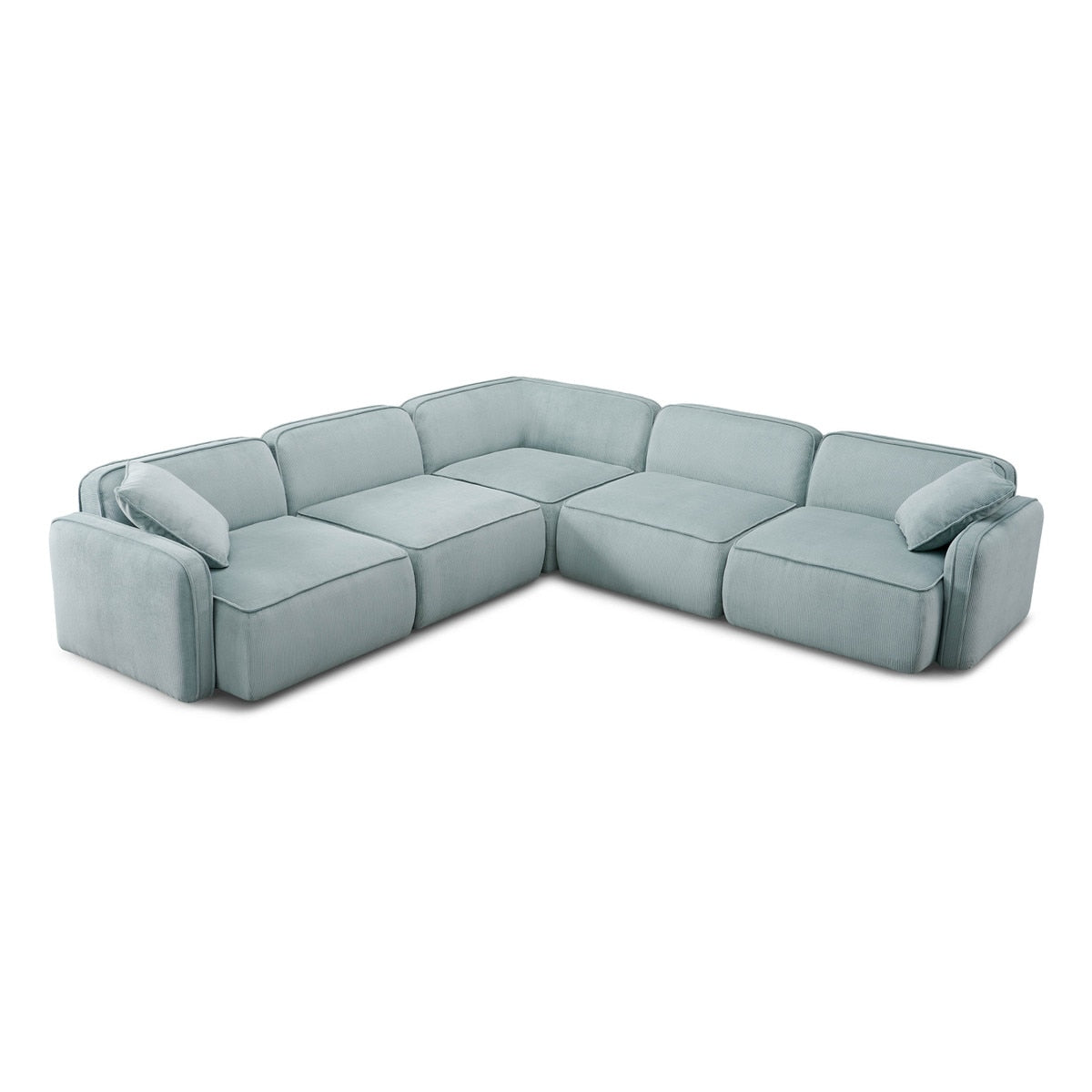 Travie Light Green Performance Corduroy Velvet Modular L-Sectional Model: TOV-L69184