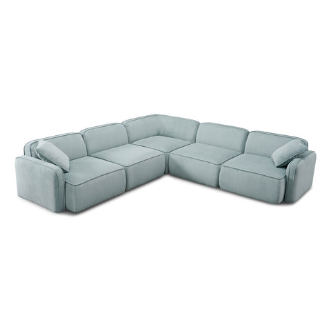 Travie Light Green Performance Corduroy Velvet Modular L-Sectional Model: TOV-L69184