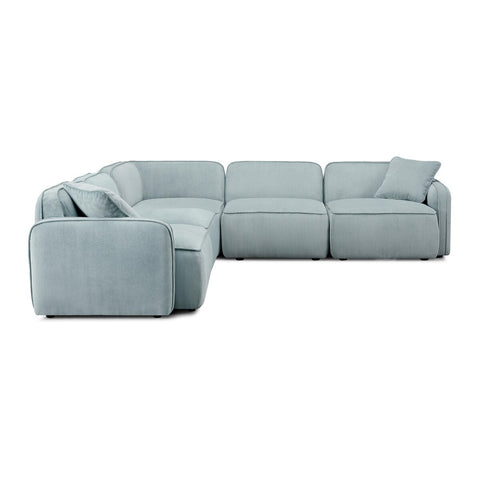 Travie Light Green Performance Corduroy Velvet Modular L-Sectional Model: TOV-L69184