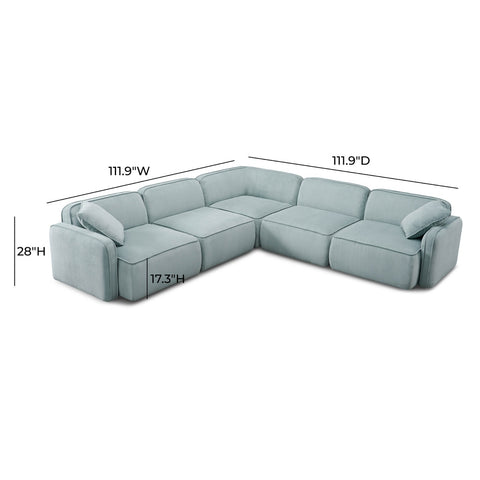 Travie Light Green Performance Corduroy Velvet Modular L-Sectional Model: TOV-L69184
