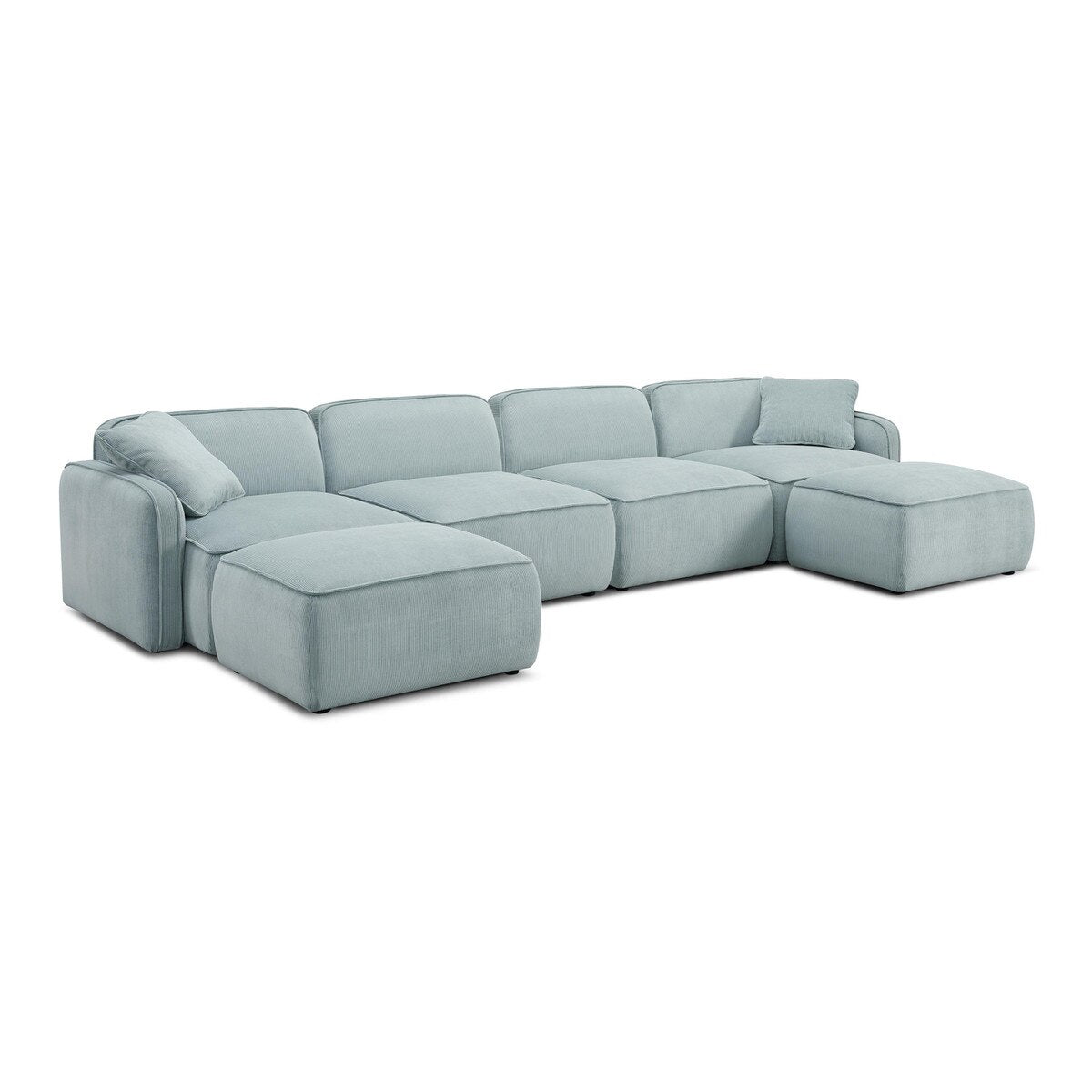 Travie Light Green Performance Corduroy Velvet 6-Piece Modular U-Sectional Model: TOV-L69185