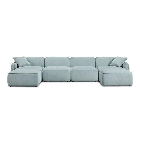Travie Light Green Performance Corduroy Velvet 6-Piece Modular U-Sectional Model: TOV-L69185