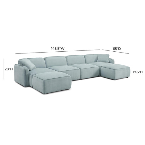 Travie Light Green Performance Corduroy Velvet 6-Piece Modular U-Sectional Model: TOV-L69185