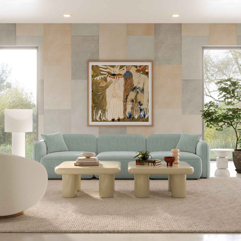 Travie Light Green Performance Corduroy Velvet Modular Sofa Model: TOV-L69186