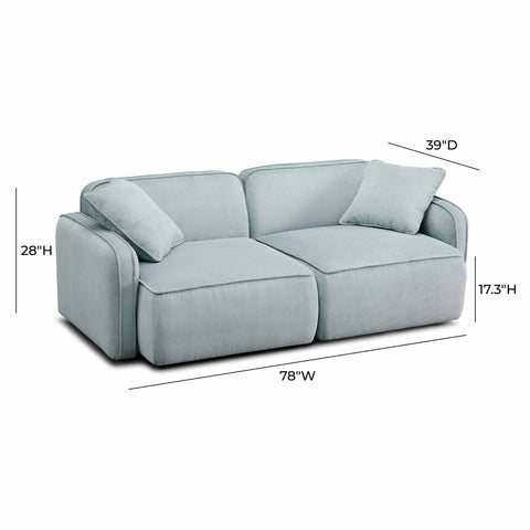 Travie Light Green Performance Corduroy Velvet Modular Loveseat Model: TOV-L69187