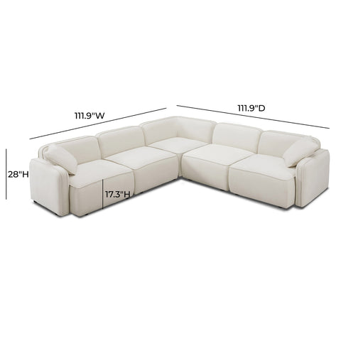 Travie Sand Upcycled Linen Modular L-Sectional Model: TOV-L69207