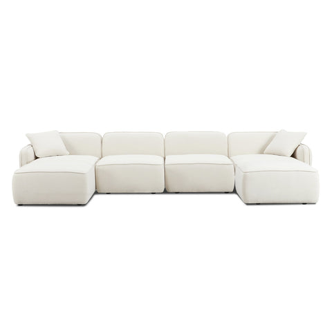 Travie Sand Upcycled Linen 6-Piece Modular U-Sectional Model: TOV-L69208