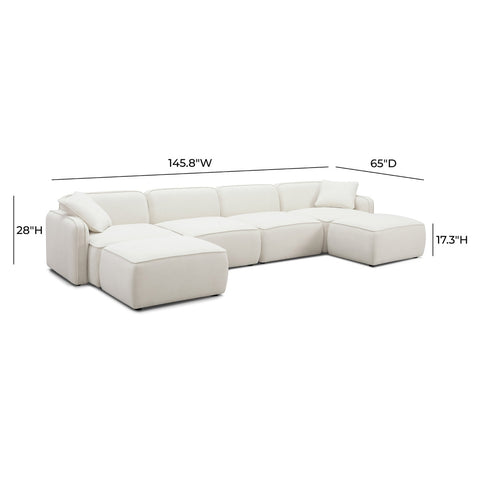 Travie Sand Upcycled Linen 6-Piece Modular U-Sectional Model: TOV-L69208