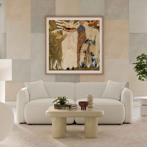 Travie Sand Upcycled Linen Modular Loveseat Model: TOV-L69210