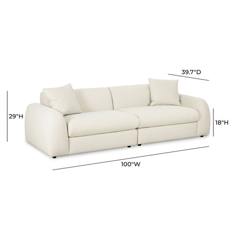 Kourtney Cream Faux Mohair 100" Sofa Model: TOV-L69213