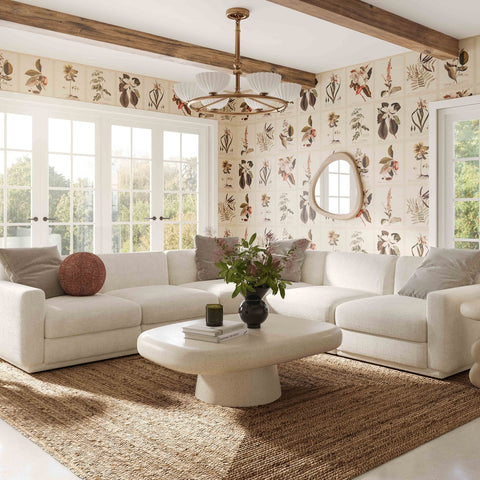 Perry Cream Chenille Modular L-Sectional Model: TOV-L69219-SEC4