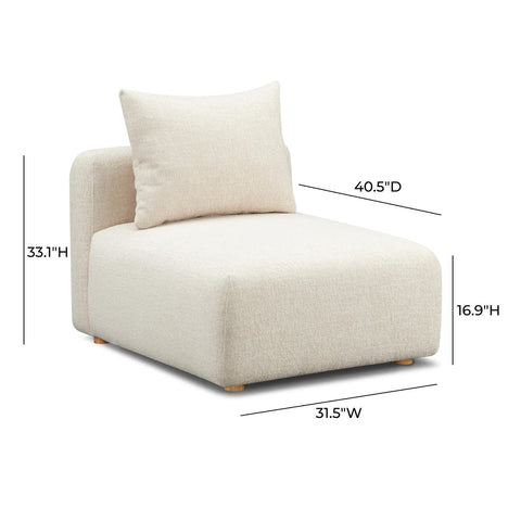 Hangover Cream Heavy Textured Fabric Modular Armless Chair Model: TOV-L69242-AC