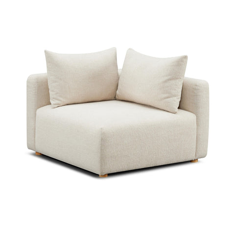 Hangover Cream Heavy Textured Fabric Modular Corner Chair Model: TOV-L69242-C