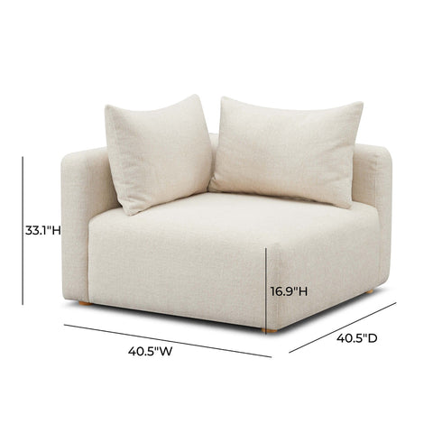 Hangover Cream Heavy Textured Fabric Modular Corner Chair Model: TOV-L69242-C