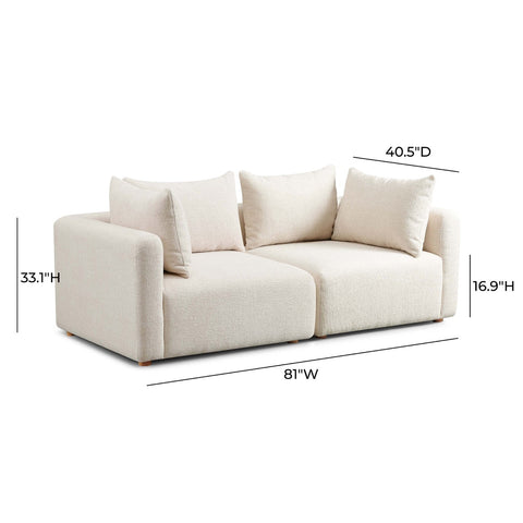 Hangover Cream Heavy Textured Fabric Loveseat Model: TOV-L69242-LO