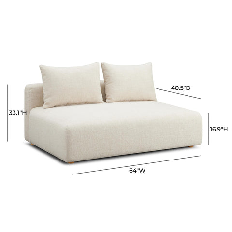 Hangover Cream Heavy Textured Fabric Modular Loveseat Model: TOV-L69242-LS