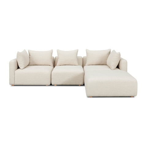 Hangover Cream Heavy Textured Fabric 4-Piece Modular Sectional Model: TOV-L69242-SEC
