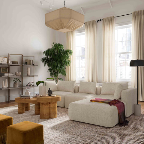 Hangover Cream Heavy Textured Fabric 4-Piece Modular Sectional Model: TOV-L69242-SEC