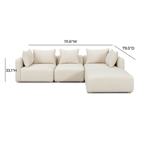 Hangover Cream Heavy Textured Fabric 4-Piece Modular Sectional Model: TOV-L69242-SEC